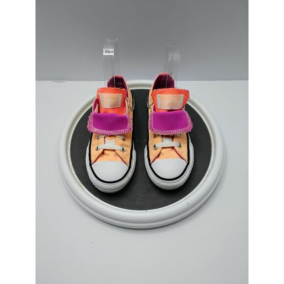 Converse Kids Shoes 13 US Peach & Pink Canvas Low-Top Sneakers With Velcro Strap - Picture 1 of 7